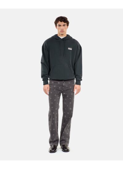 Sweatshirt À Capuche Avec Sérigraphie Noir Homme