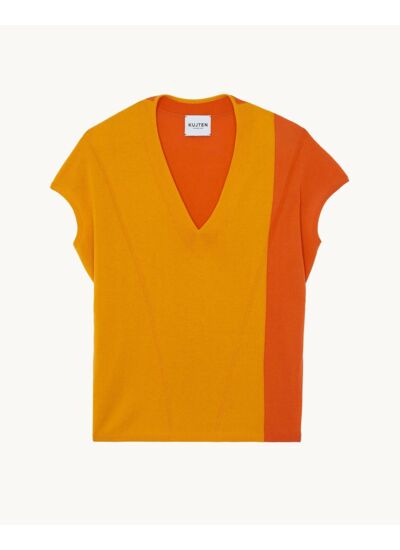 Top Julian Cb Top col v colorblock soie-cachemire
