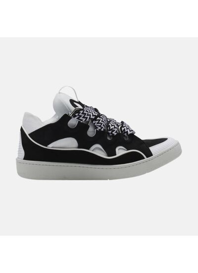 Lanvin Leather Curb Sneaker White Black