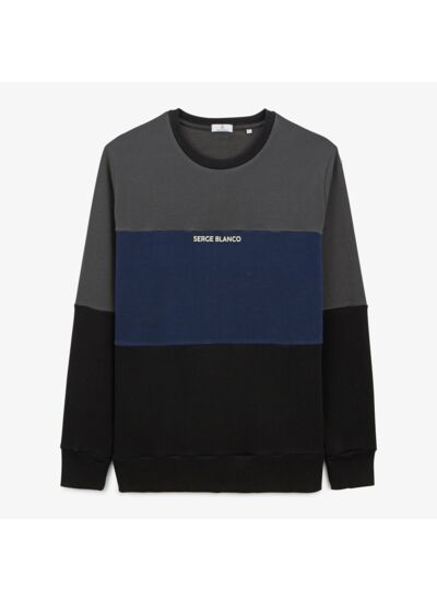 Sweat à col rond tricolore logo gris anthracite