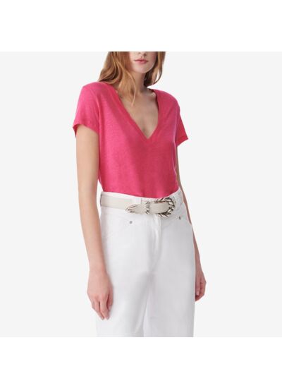 T-Shirt En Lin Col V Rodeo