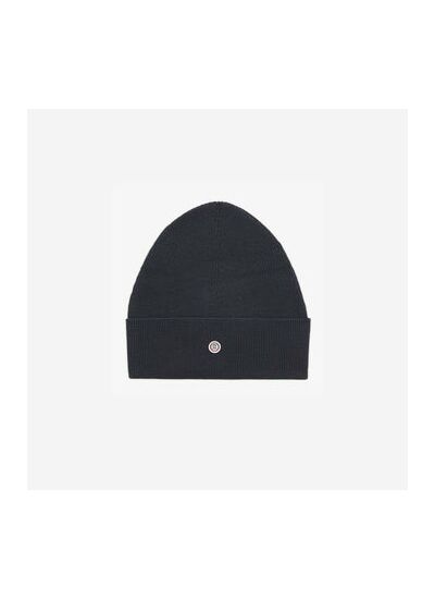 Bonnet uni en coton et laine bleu foncé