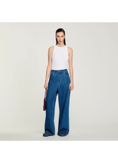 Jean large strassé