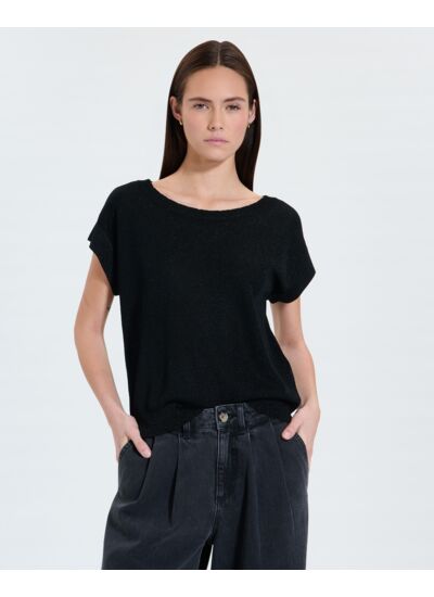 Pull fin noir pailleté