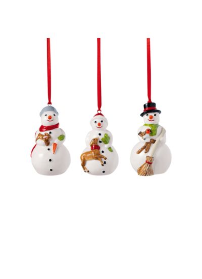 Nostalgic Ornaments bonhommes de neige, ensemble de 3 pcs, 8 x 3,5 cm