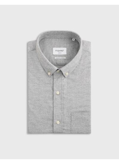 Chemise gabriel col américain avec poche en flanelle de coton et cachemire unie gris