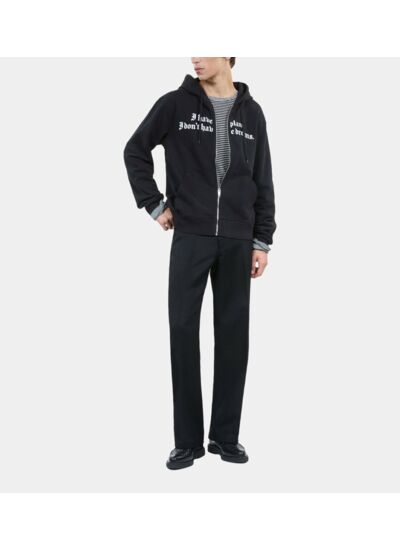 Sweatshirt À Capuche Et Sérigraphie Noir Homme