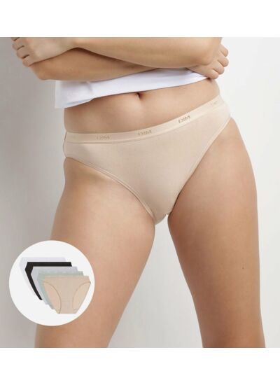 Lot de 5 slips noir, blanc, peau et gris coton Les Pockets