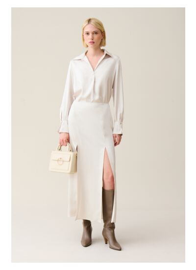 Jupe longue fluide à pinces