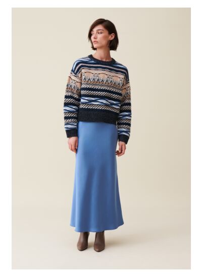 Pull court rayures à motifs