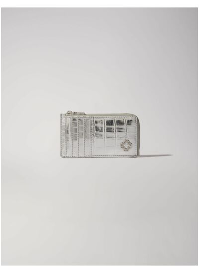 Porte carte en cuir embossé croco