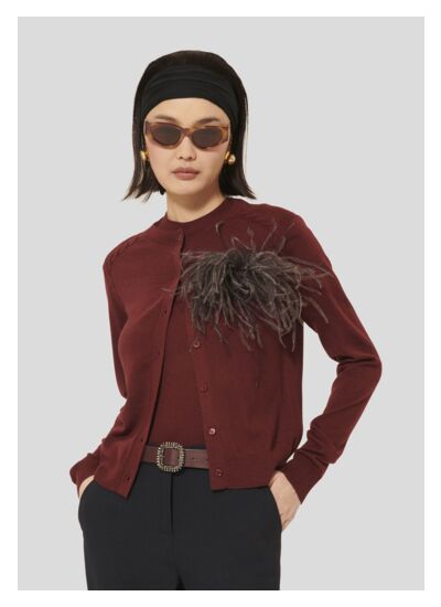 Gilet Ginno-Bordeaux en Laine Merinos Extrafine