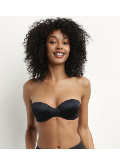 Soutien-gorge bandeau à bretelles amovibles en microfibre noire Dim