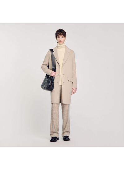 Manteau droit en laine