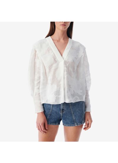Top Jacquard Drapé Col V Farouz