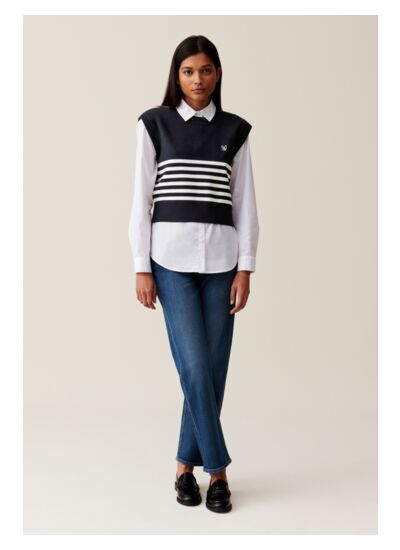 Pull Jean Toto rayé sans manches