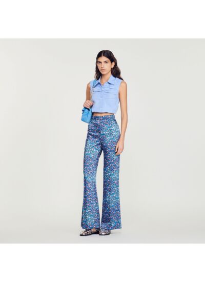 Pantalon satiné imprimé fleuri