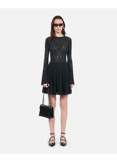 Robe Patineuse Courte Noire En Dentelle Femme