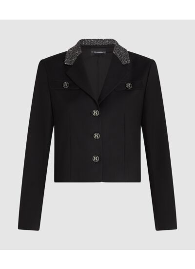BOUCLE DETAIL TWILL JACKET