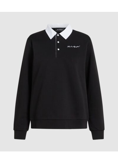 POPLIN COLLAR SWEATSHIRT