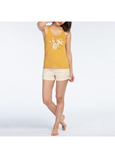 Pyjashort femme YLANG jaune/imprimé