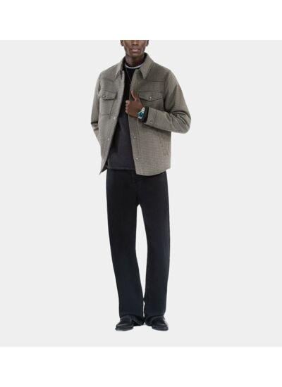 Blouson Style Surchemise Pied De Poule Marron Et Écru Homme