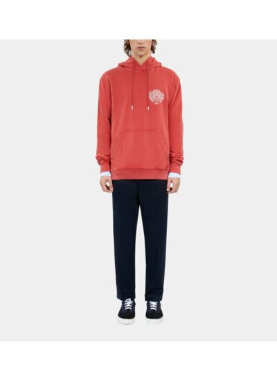 Sweatshirt Rouge Avec Sérigraphie Blason Homme