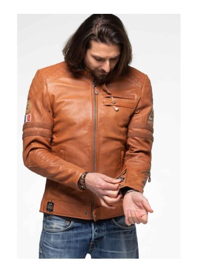 Blouson Cuir 24H Silverstone Havane