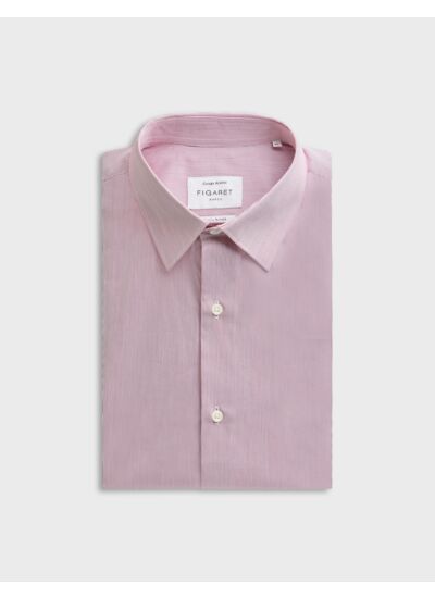 Chemise col figaret en popeline rayée rouge