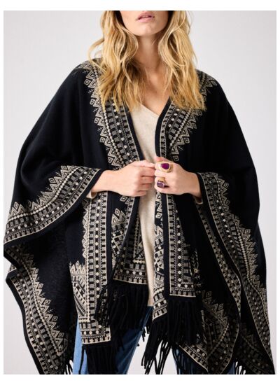 Cape cachemire Tima NOIR_BEIGE