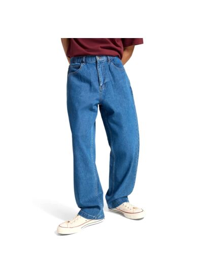 Open Hem Baggy Denim Pant Med Lt Indigo