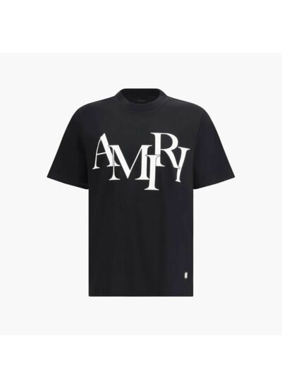 Amiri T-shirt Staggered Logo Noir