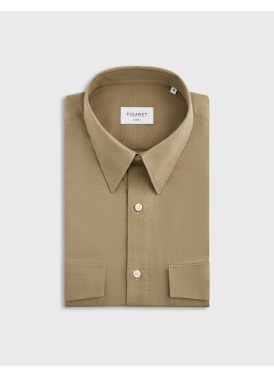 Chemise irwin col prodigieux avec poches poitrine en ripstop uni beige