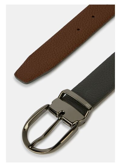 Ceinture Réversible En Cuir Foulonné