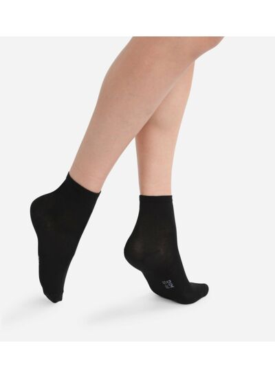 Lot de 2 paires de socquettes femme Noir Coton Mercerisé
