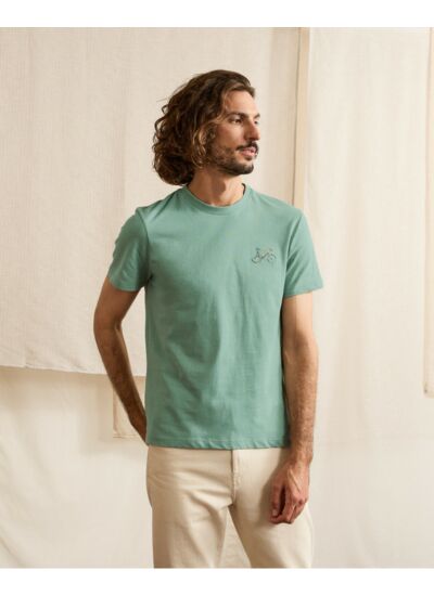 T-shirt col rond vert clair Vélo multicolore