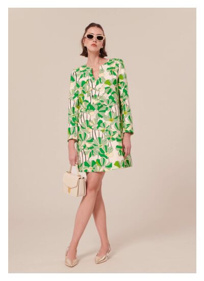 Robe Rhea-Vert en Lin