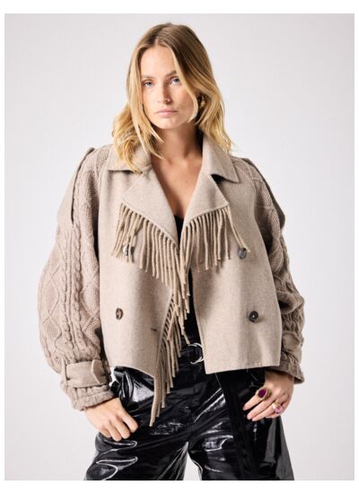 Manteau trench en laine Kassia TERRE FUMEE