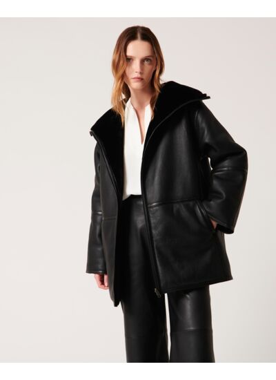 Manteau Maya Noir en cuir