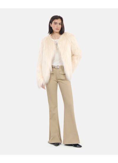 Pantalon Beige Flare Femme