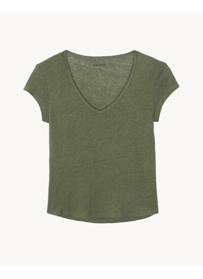 T-Shirt Kaly T-Shirt Col V Manches Courtes Lin