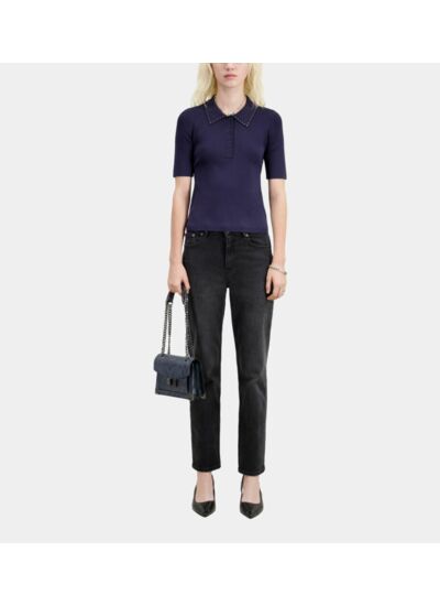 Polo Avec Detail De Studs Sur Le Col Femme