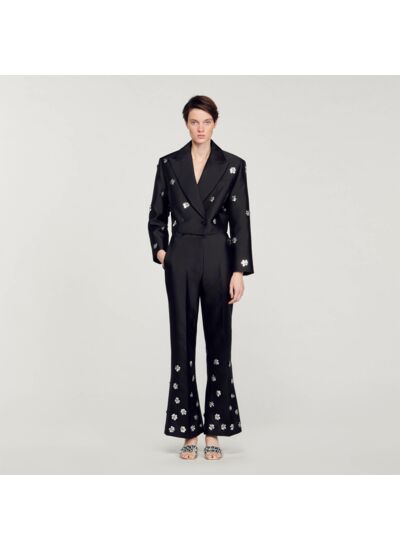 Pantalon satiné orné de sequins