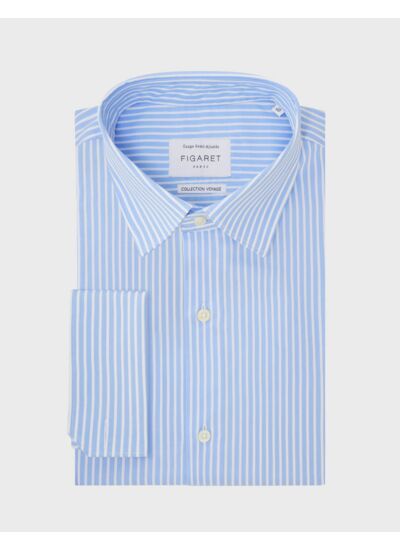 Chemise Semi-ajustée Infroissable bleue rayée