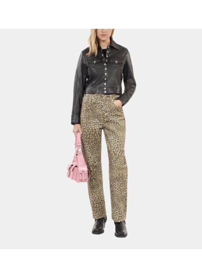 Jean Boyfriend Imprimé Léopard Femme