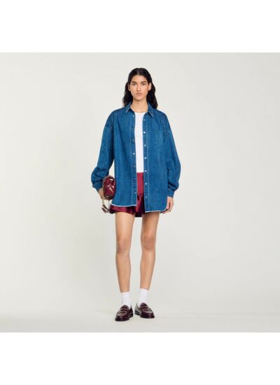 Chemise strassée en jean