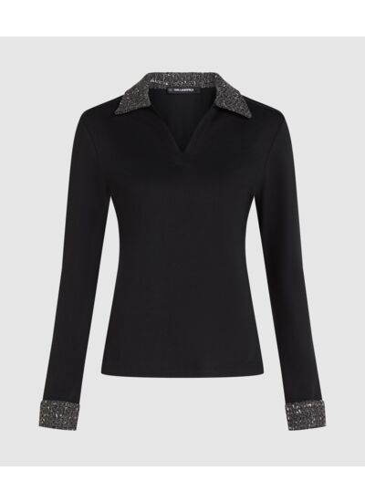 BOUCLE DETAIL LS POLO TOP