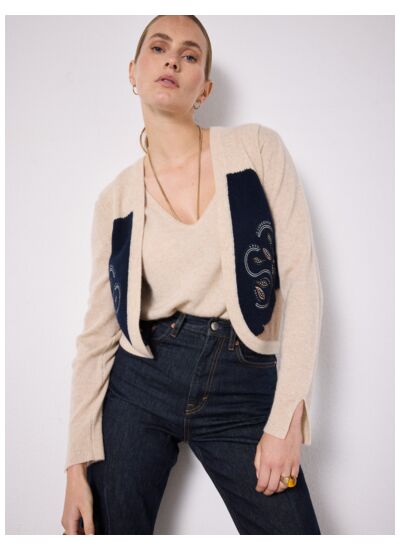 Gilet cachemire Dimitri BEIGE_MARINE