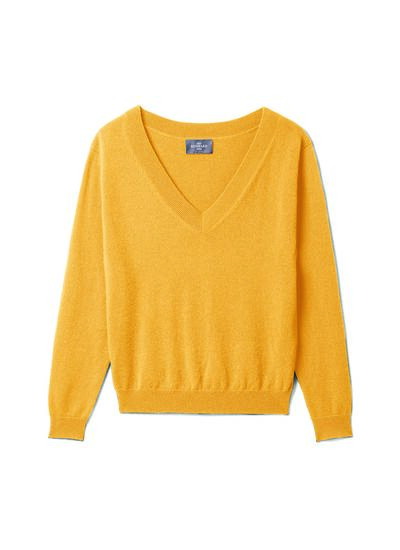 Pull V court - Femme - JAUNE D'OR