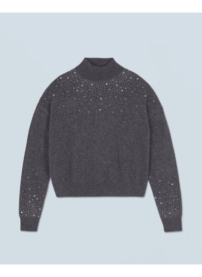 Pull Col Montant Strass Léger